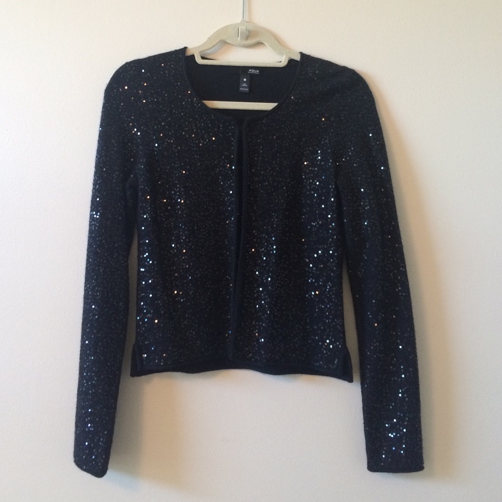 Cashmere Sequined Aqua Sweater